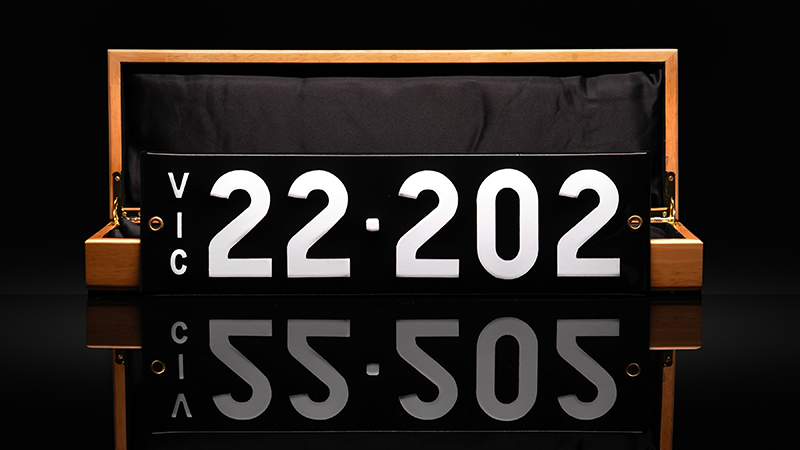 Heritage number plate displaying 22.202